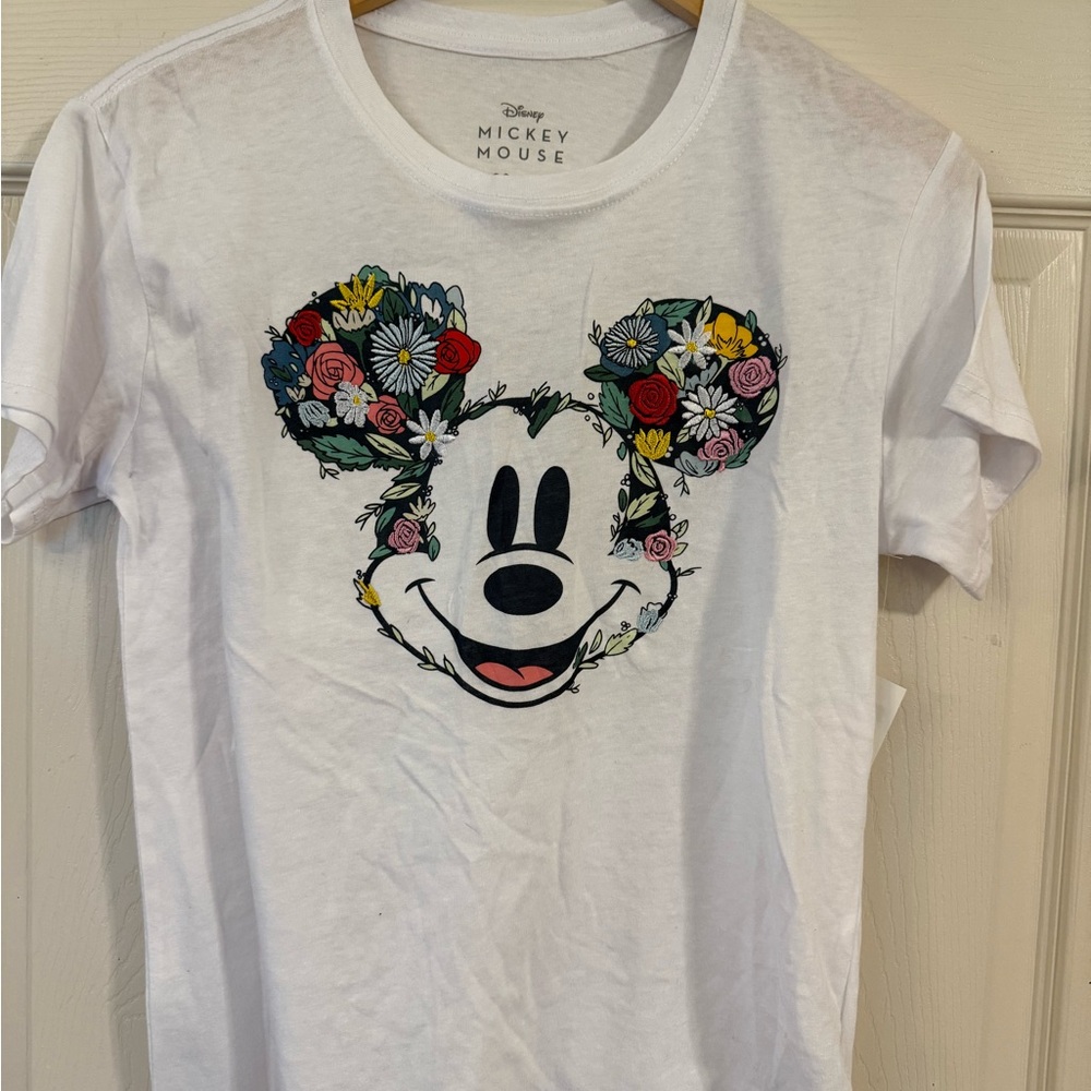Disney Mickey Mouse Floral White Tee